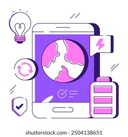 Eine flache Designgrafik der mobilen Batterie

