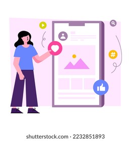 Flat design illustration of mobile content 