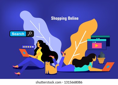 Flat design illustration of mobile shopping online,business management,strategy, finance and investment