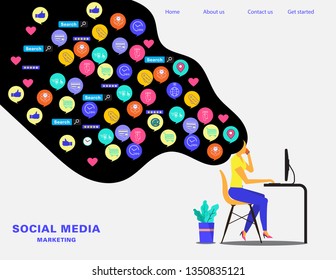 Flat design illustration of mobile shopping online,business management,strategy, finance and investment