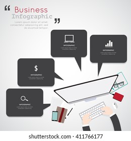 Flat design illustration of modern creative office workspace
