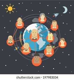 Flaches Design, Illustration des modernen Netzwerks