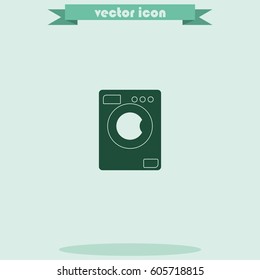 Flat design illustration of modern washing machine.