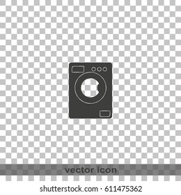 Flat design illustration of modern washing machine.