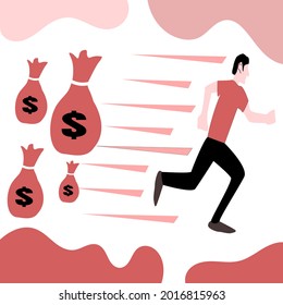 Geld für Flach-Design-Illustrationen, das Menschen jagt, die gut für Ihre Arbeit sind