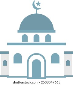 Flat Design Illustration of a Mosque with Elegant Architecture