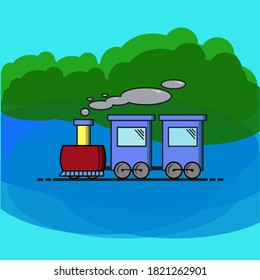 Flaches Design. Illustration eines fahrenden Zuges