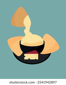 Ilustração de design plano com nachos na salsicha de sabor de queijo