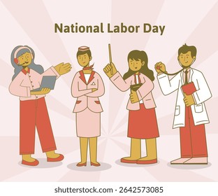 Ilustração de design plano de profissões do Dia Nacional do Trabalho para design de elemento de ícone