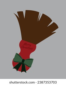 Flat Design Illustration with Neck Duster Barber and Salon Brush to Remove Loose Hair from Neckline, Ribbon