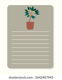 Flat Design Illustration with Note Paper at Flowers Tree Pot Style