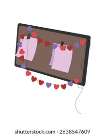  Flat Design Illustration with Note Table at love Decoration