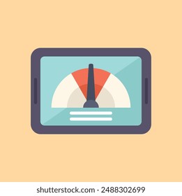 Flat design illustration of an oldfashioned speedometer icon, ideal for concepts involving measurement, speed, and control