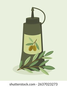 Flat Design Illustration Olive Sause at Tube