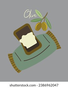 Flat Design Illustration with Olive Wet Wipes