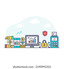 A flat design illustration of online data analytics