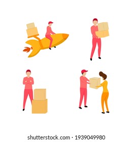 flat design illustration of online shopping and shipping packages or goods. good for online marketing illustrations, complementary landing pages, website or app icons, etc.