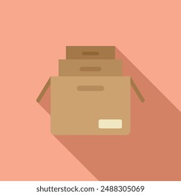 Flat design illustration of an open cardboard box, ideal for moving or delivery concepts
