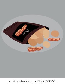  Flat Design Illustration with Open Chips at Bacon Taste