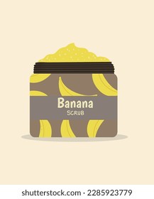  Flaches Design-Illustration, geöffnet für Körper in einer Banana