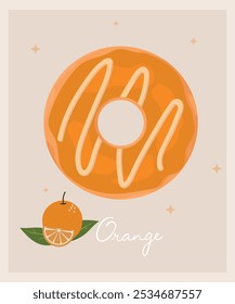 Ilustração de Design Plano com Rosca de Laranja e Creme