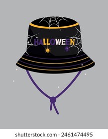 Flat Design Illustration with Panama Hat at Halloween