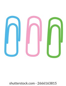 Ilustración de diseño plano con Clips de papel con tres Colores en estilo Doodle