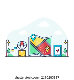 Flat design illustration of parcel tracking