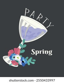  Ilustración de diseño plano con bebida de fiesta a gusto de primavera