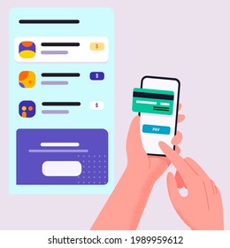 flat design illustration with payment theme or online transaction depiction