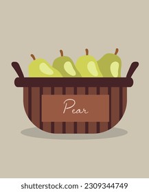  Flat Design Illustration Pear in a Basket