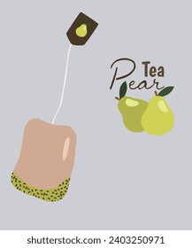 Flat Design Illustration with Pear Tea Bag
