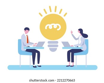 Flat design Illustration of  People coming up with ideas