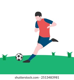 Flat Design Illustration of People Playing Soccer