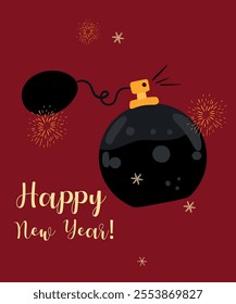Flat Design Illustration with Perfum at Happy New Year Smell