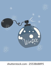 Flat Design Illustration with Perfum at Winter Smell