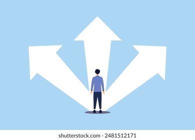 flat design illustration of a person determining the path and destination