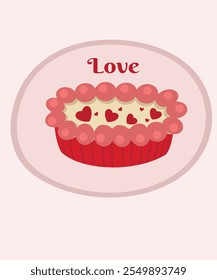 Flat Design Illustration with Pie at love Candy Taste