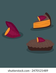  Flat Design Illustration with Pie at Sweet Potato