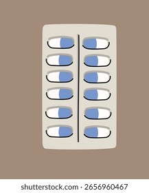 Flat Design Illustration with Pills at Blue Color