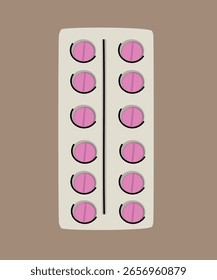 Ilustração de Design Plano com Pílulas em Cor Rosa