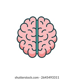 Flat design illustration of a pink brain icon with teal outline against a black backdrop. Suitable for medical and educational content.