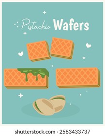 Flat Design Illustration with Pistachio Wafers Taste