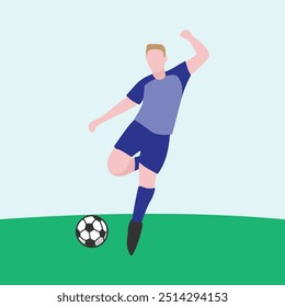 Flat Design Illustration of Playing Soccer