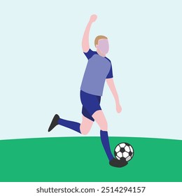 Flat Design Illustration of Playing Soccer