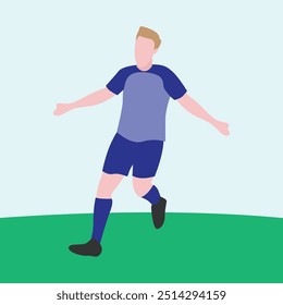 Flat Design Illustration of Playing Soccer