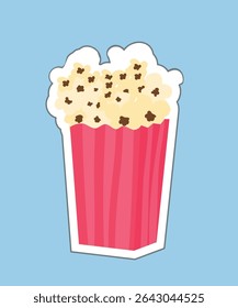  Flat Design Illustration With Pop Corn Sticker
