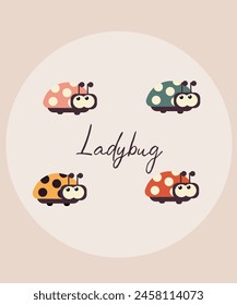 Flat Design Illustration PostCard with Ladybug