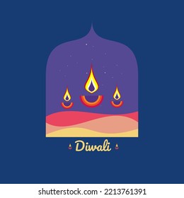 ilustración de diseño plano o afiche o volante, festival diwali