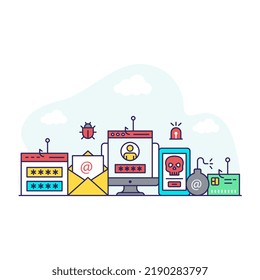 Ilustración de diseño plano del phishing de perfiles